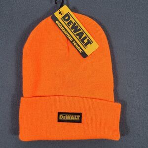DeWalt Knit Beanie Unisex Orange Extended Cuffed Hawthorne Acrylic NWT USA